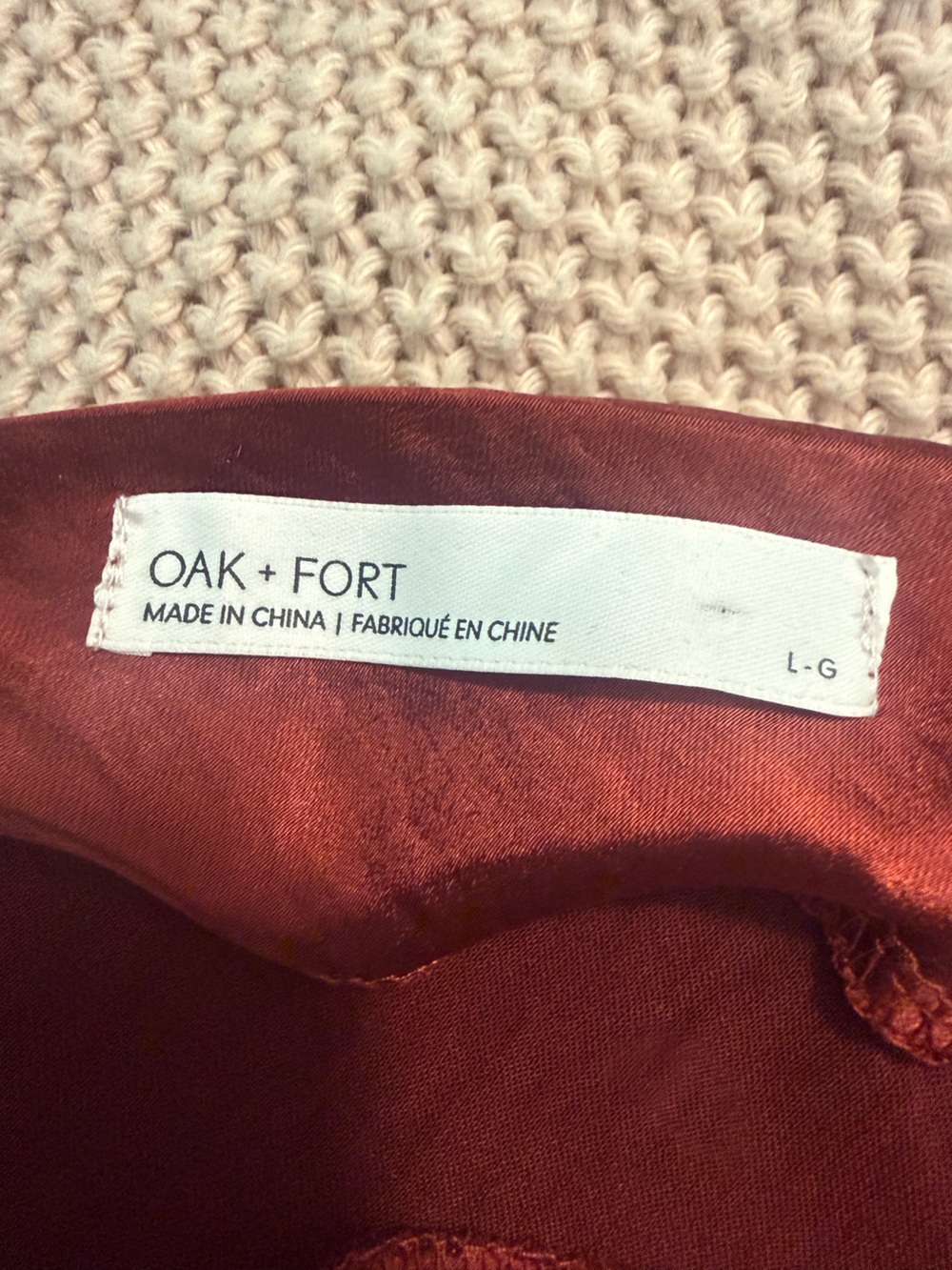 OAK + FORT Cowl Neck Satin Slip Maxi Dress - Rust/ Burgundy Large - Picture 2 of 12